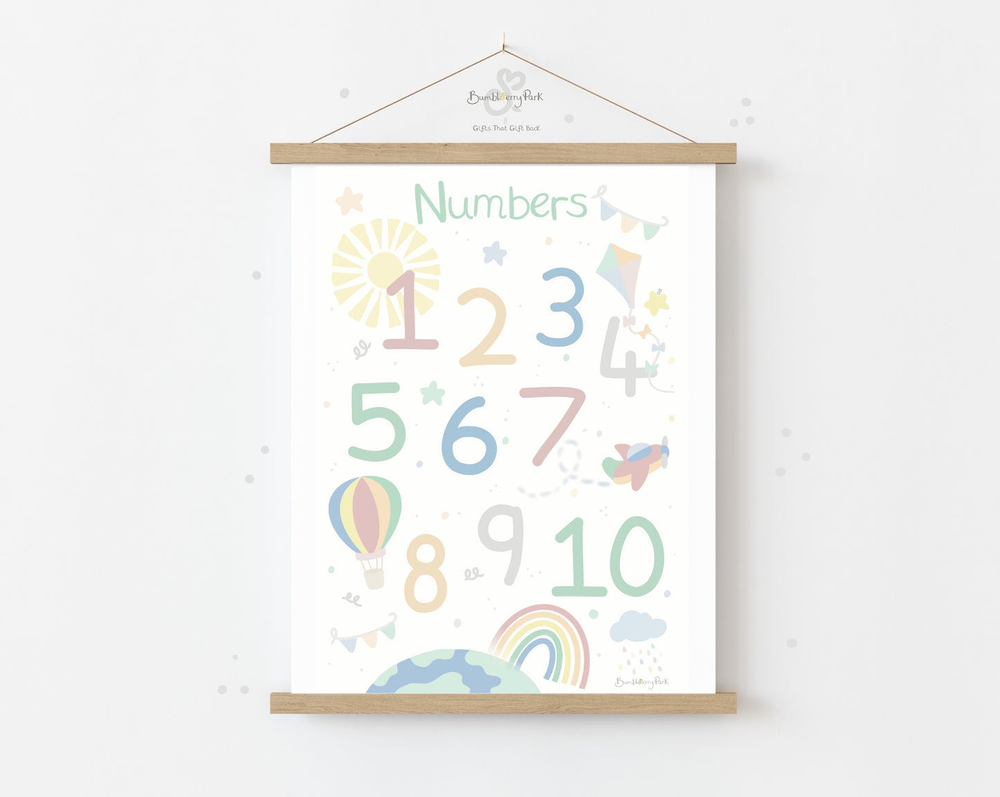kids playroom print of numbers 1-10 in bright colours