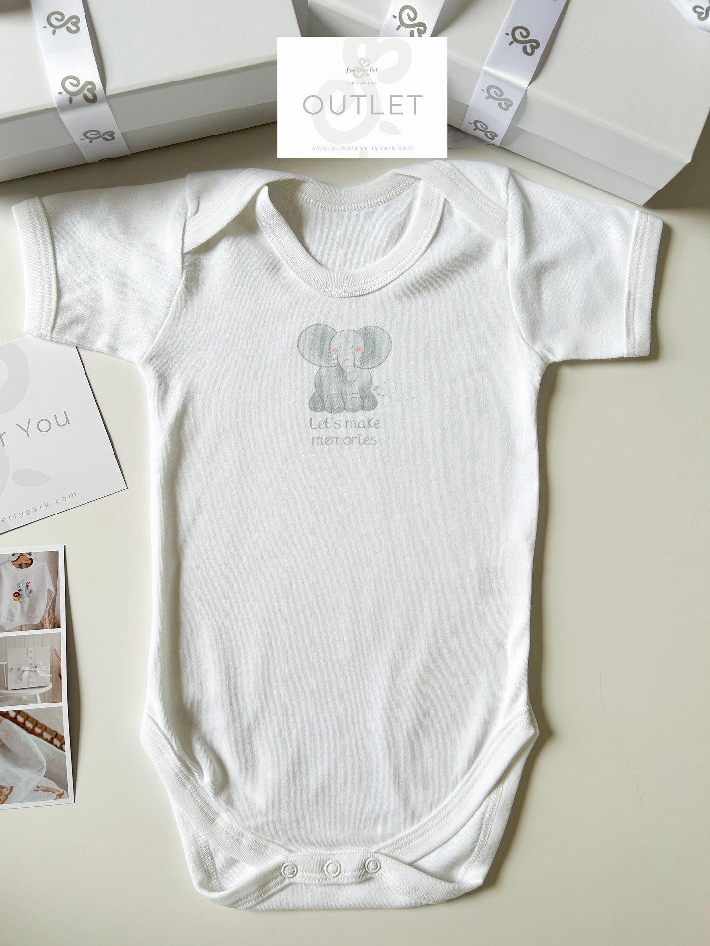 OUTLET - "Let's make memories" Elephant - Bodysuit - 12-18m