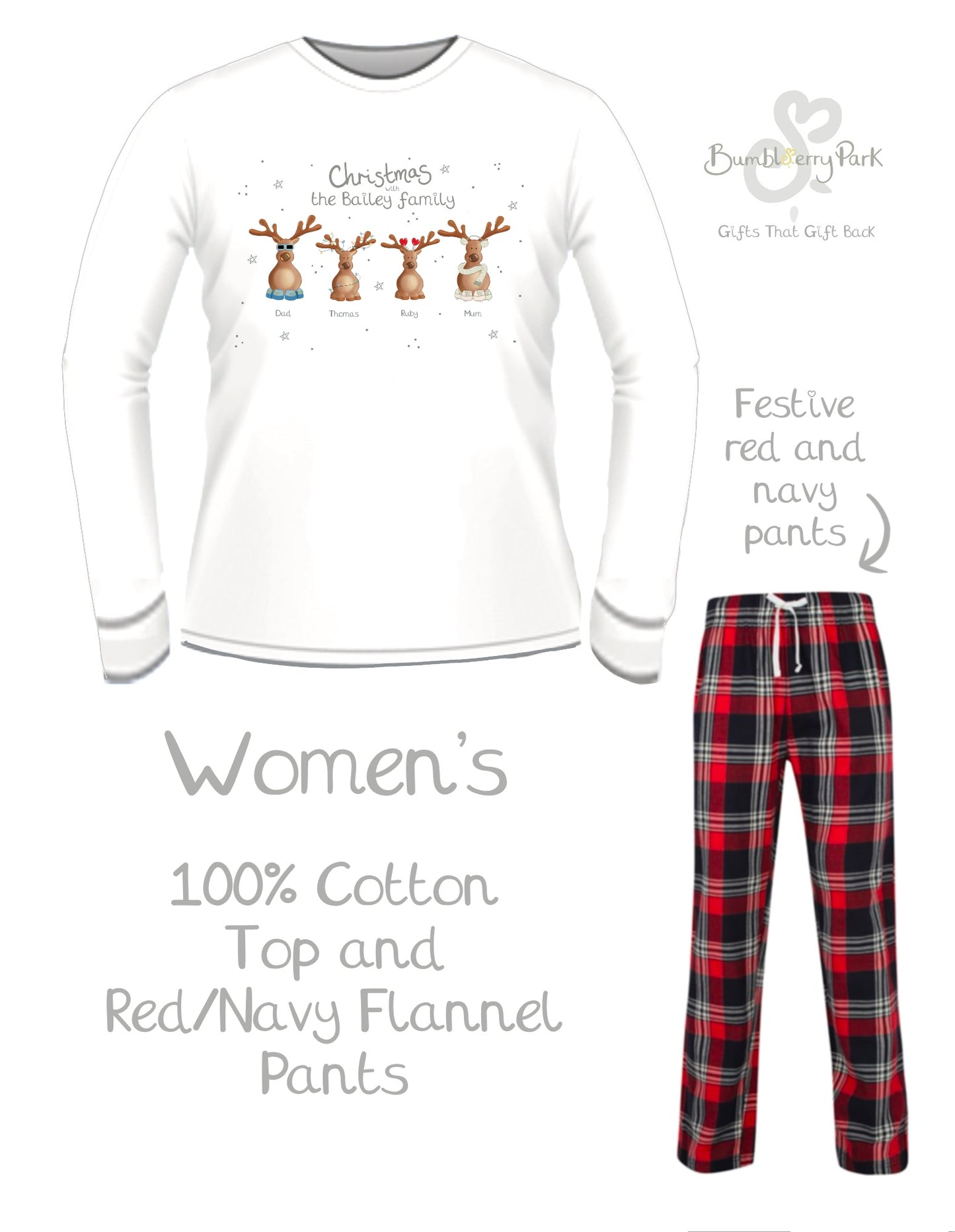 women's family matching reindeer pyjama design mock up 
