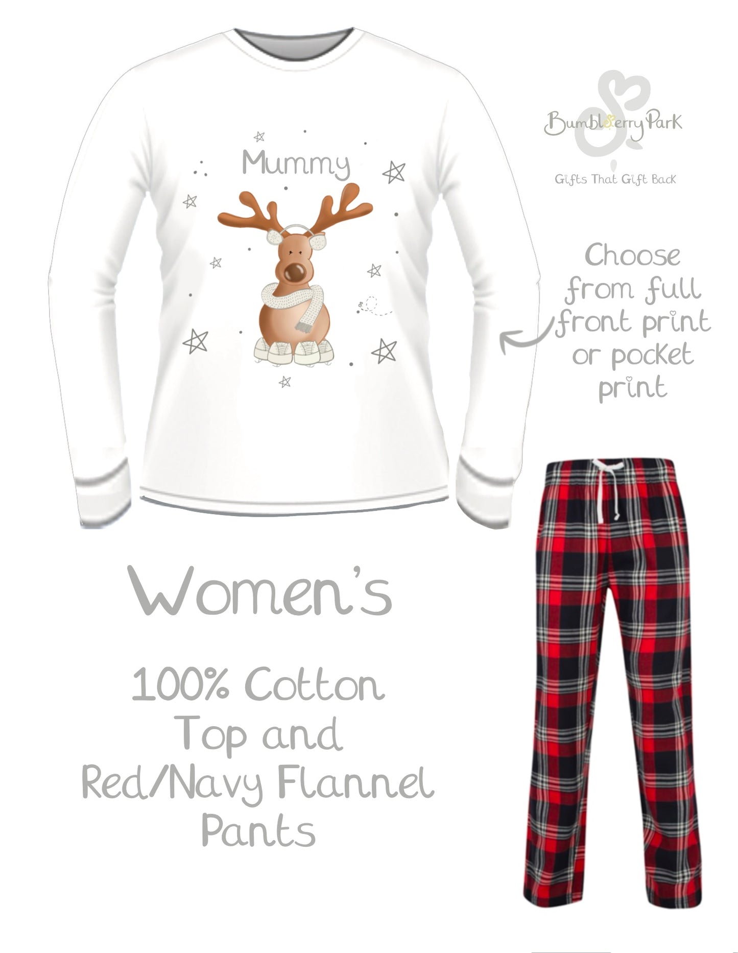 Women's Reindeer Pyjamas - Personalise me
