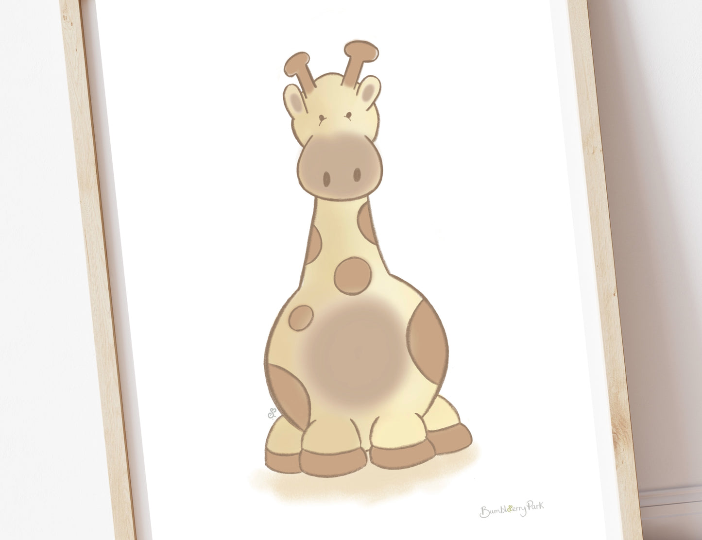 close up on giraffe safari animal wall print for children's bedroom