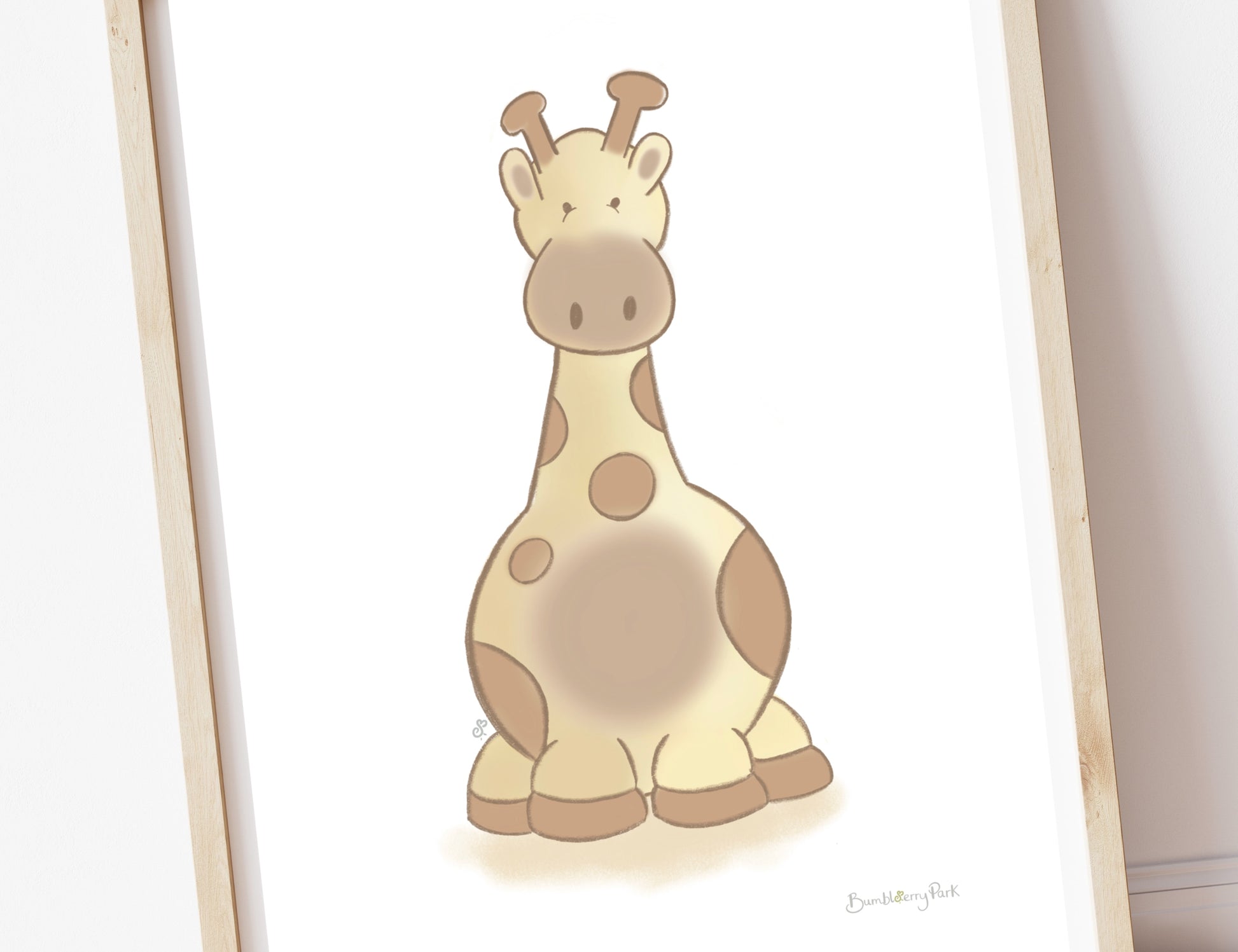 close up on giraffe safari animal wall print for children's bedroom