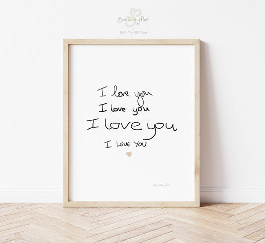 Handwritten_Personalised_I love you Art_Print Bumbleberry Park