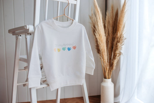 rainbow colour love heart print birthday sweatshirt