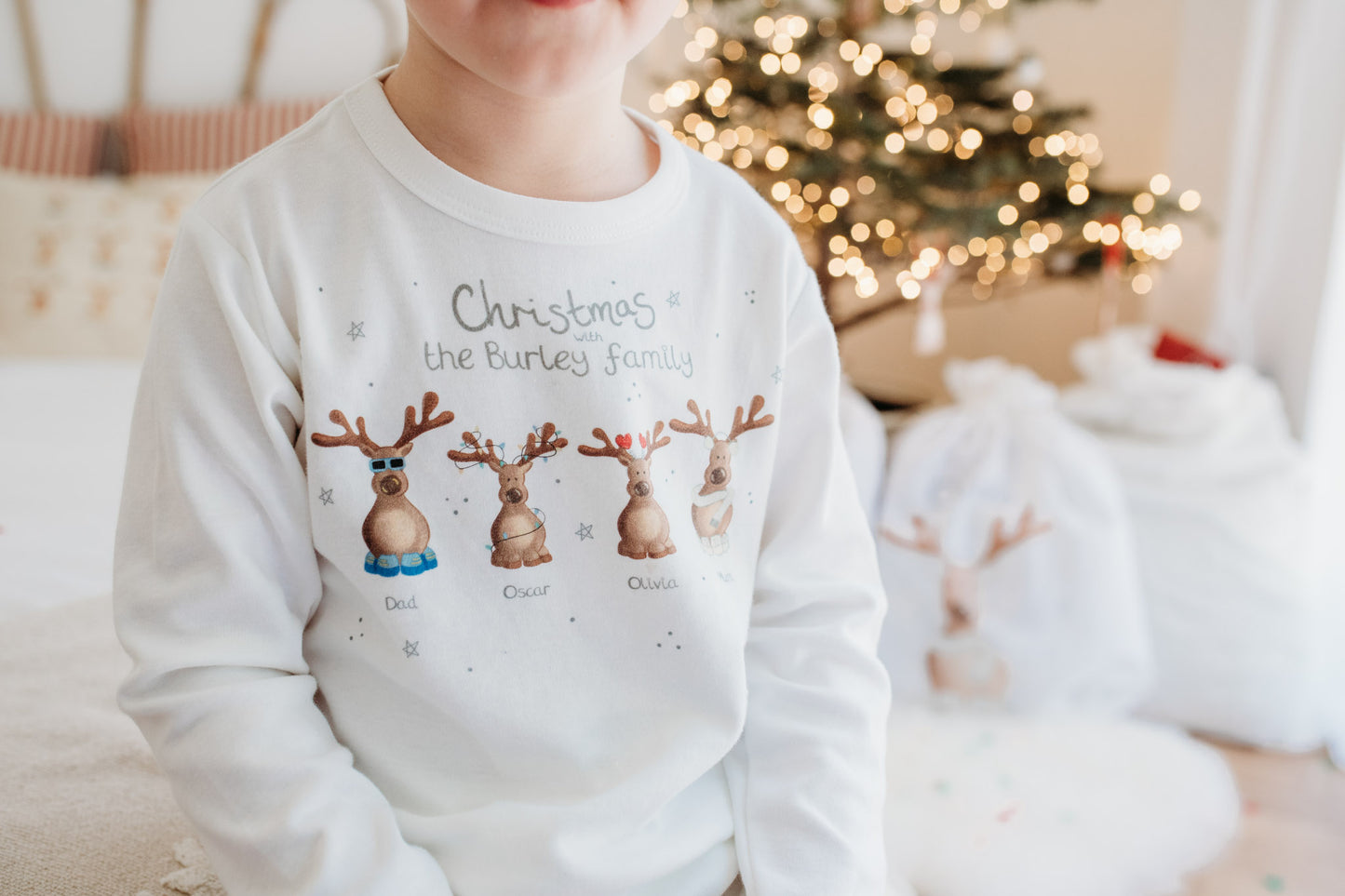 close up on family personalised pyjamas