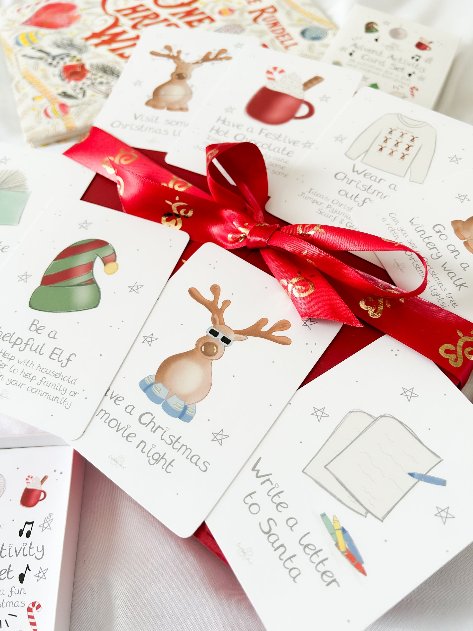 flatlay of christmas activity ideas for children