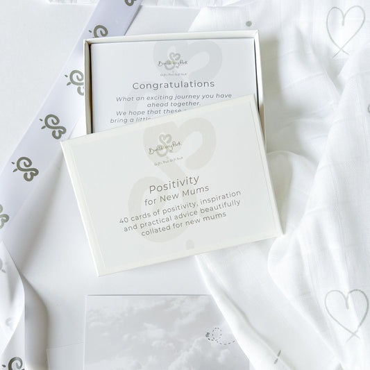 luxury gift set of affirmation cards for new mums with positive messages, inspiring quotes and motivational mindset