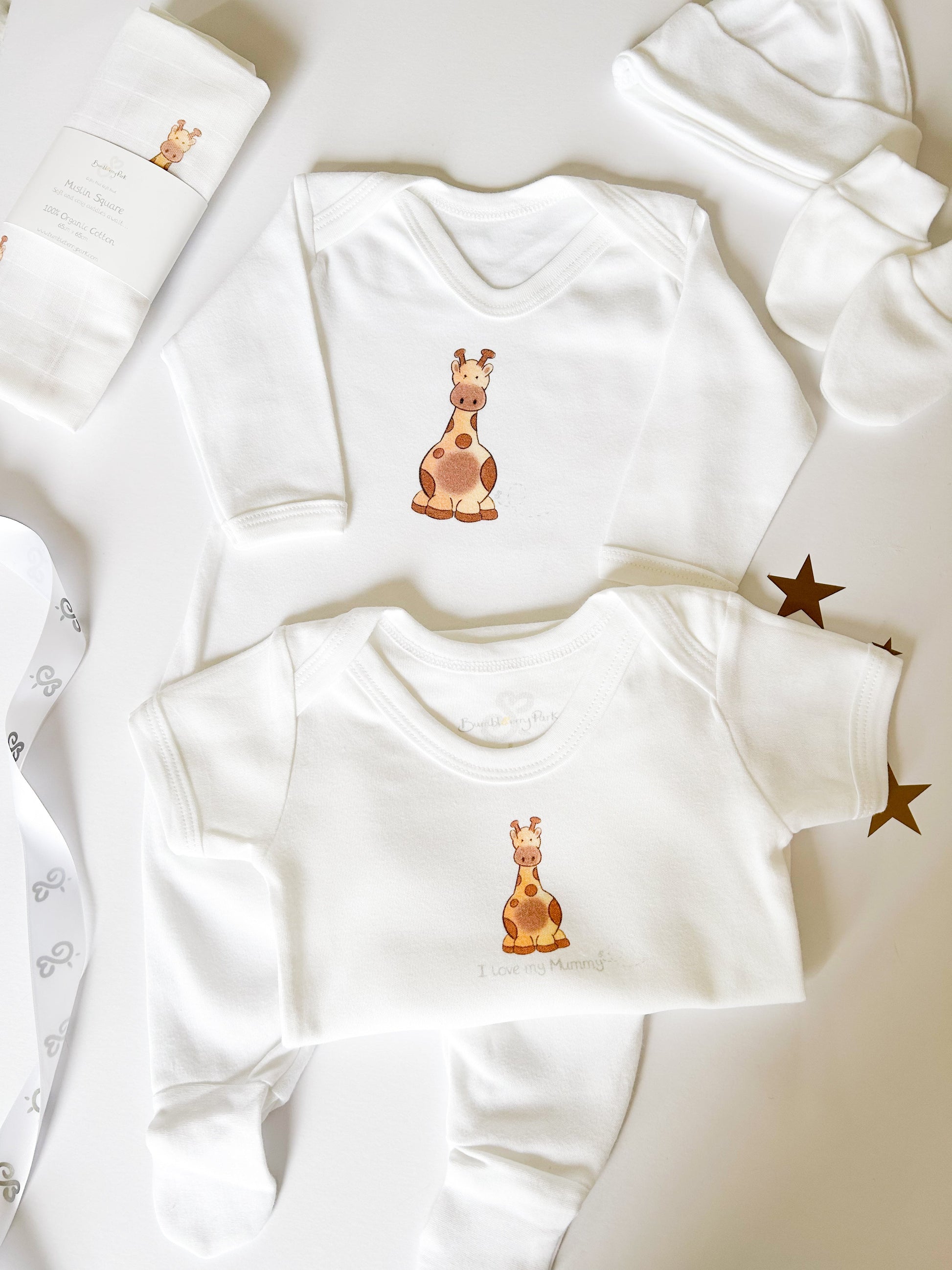 new baby gift set of sleepsuit and bodysuit with I love my mummy slogan