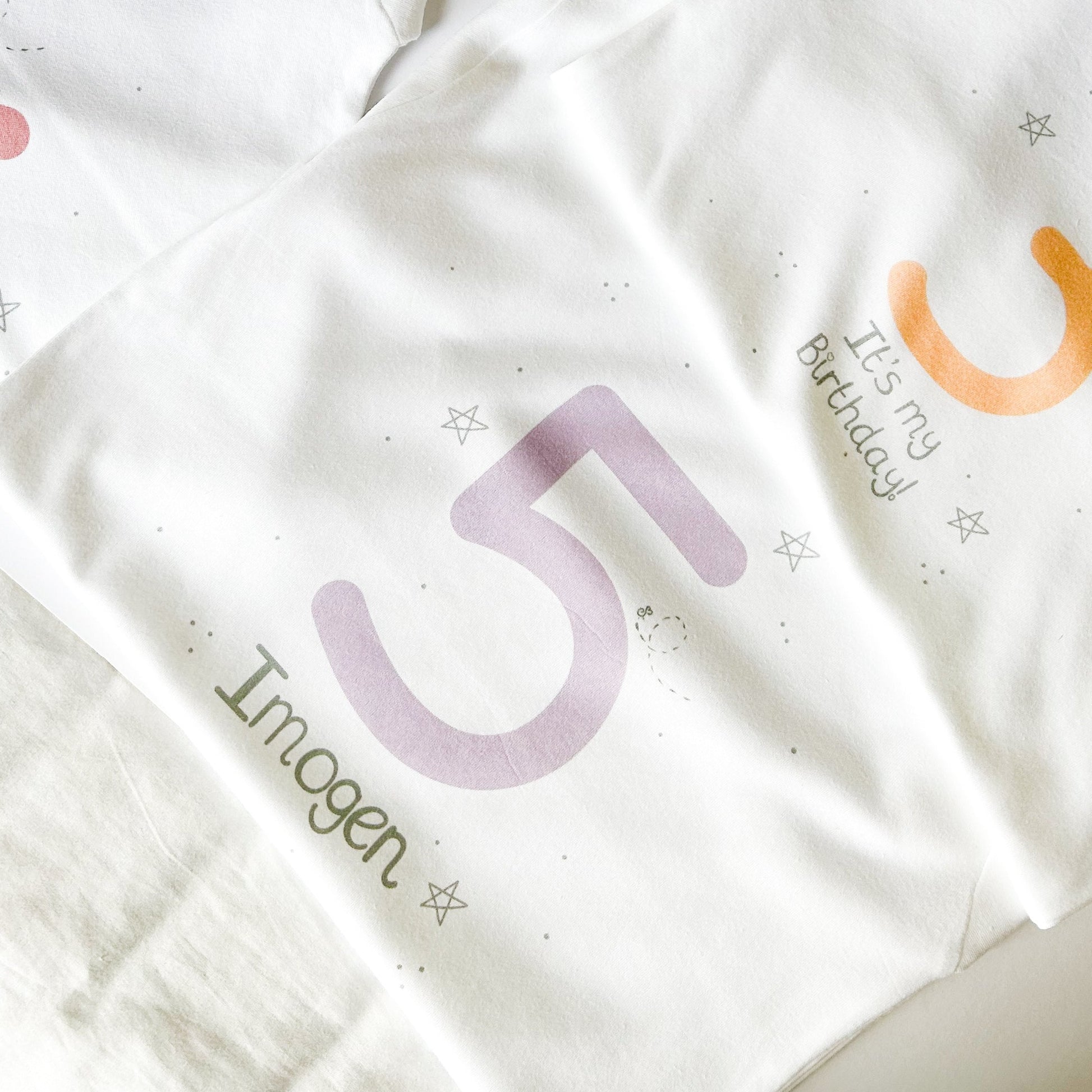 5th birthday girl's t-shirt with personalised name design