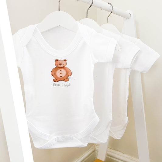 bear hugs teddy print baby bodysuit