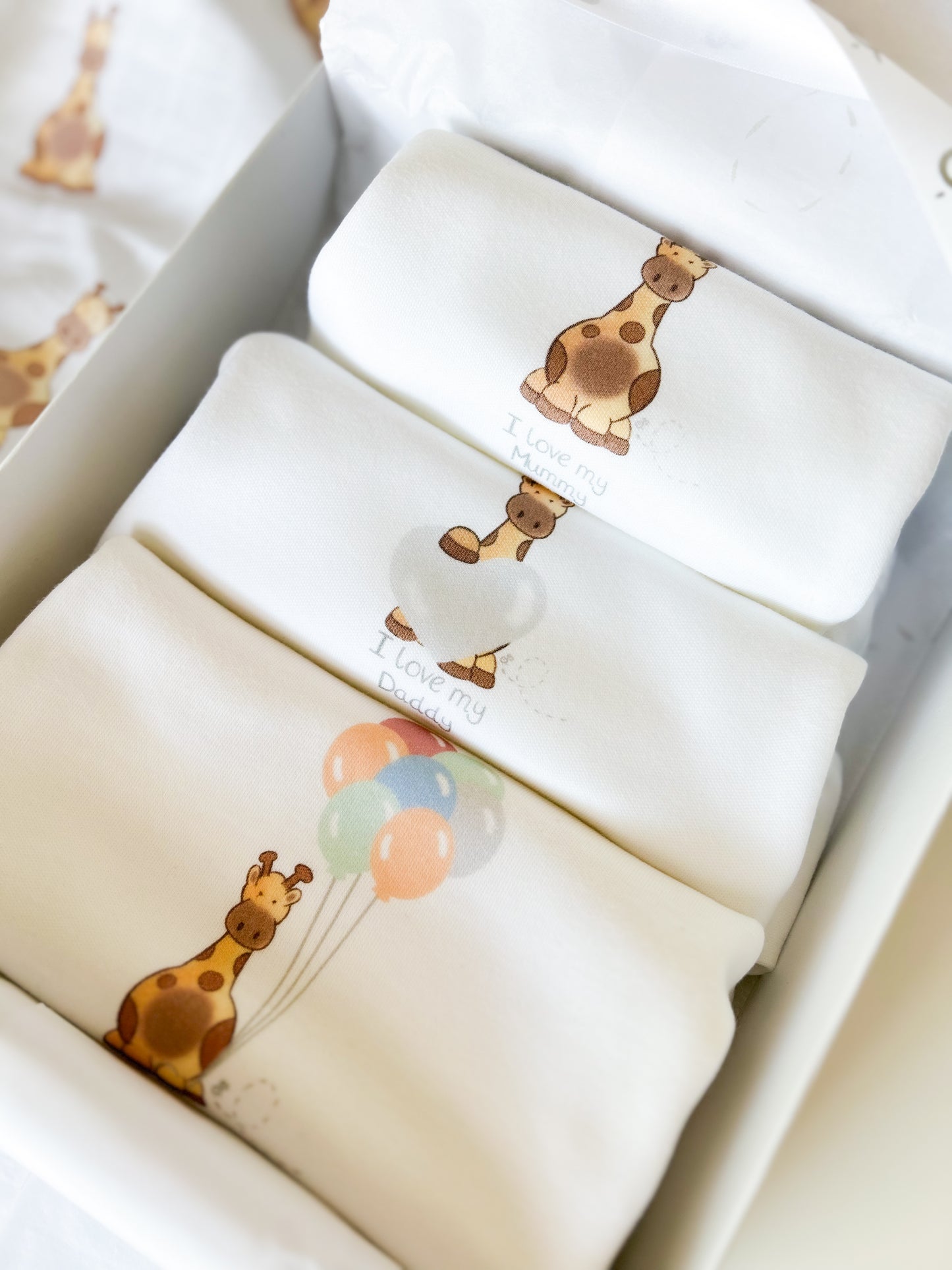 My First Year - Giraffe Party Balloons - Set of 3 Mixed Size Bodysuit Gift Set - Personalise me
