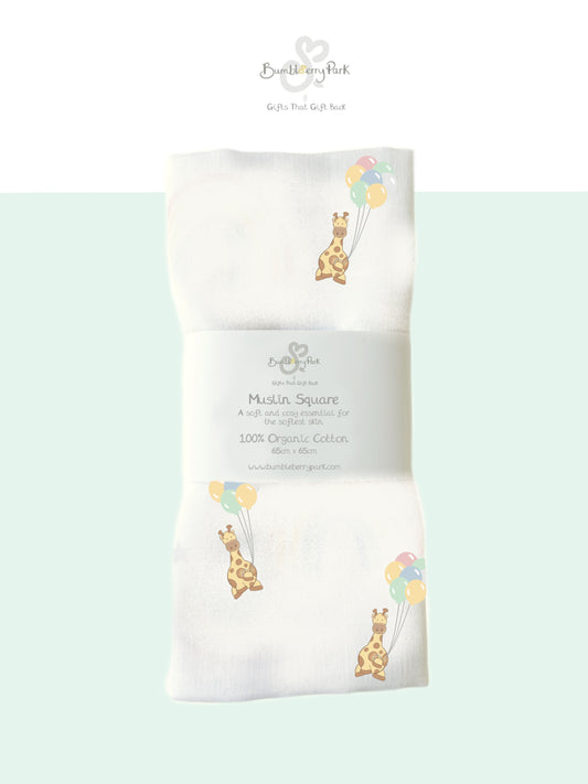 Organic Baby Muslin - Giraffe Party