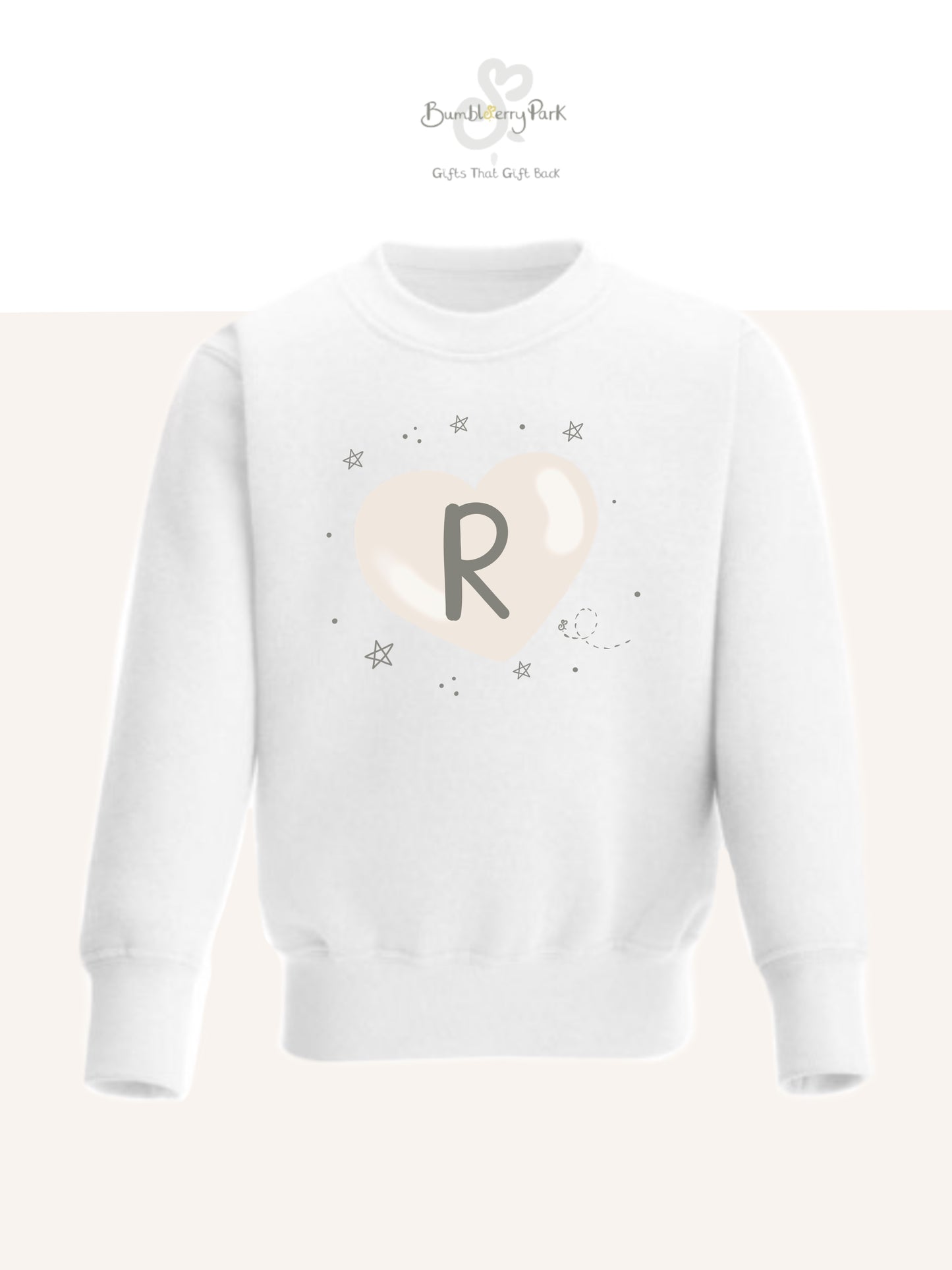 children's initial print neutral sweatshirt