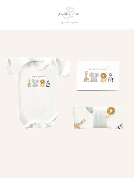Safari Friends - Letterbox New Baby Gift Set