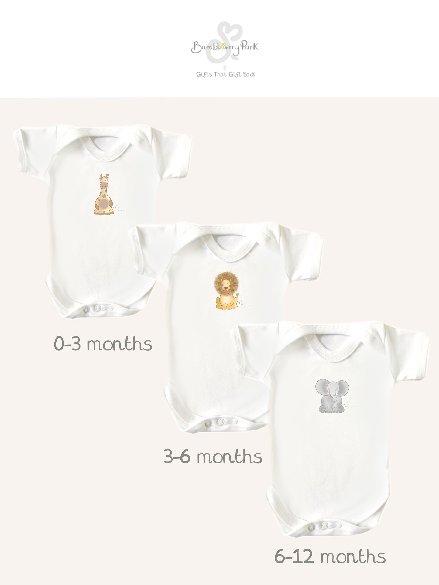 My First Year - Safari - Mixed Size 3 x Bodysuit Gift Set - Personalise me