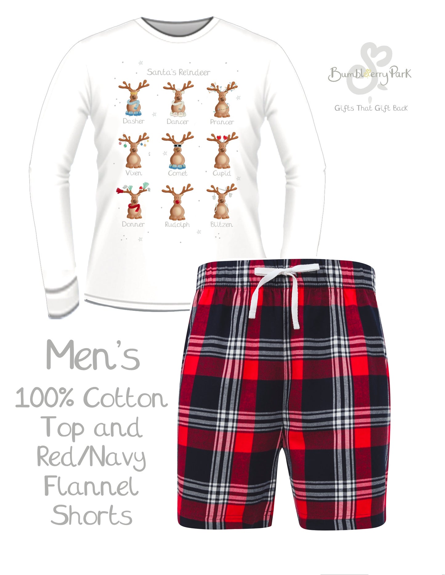 Men's Santa's Reindeer Pyjamas - Personalise me