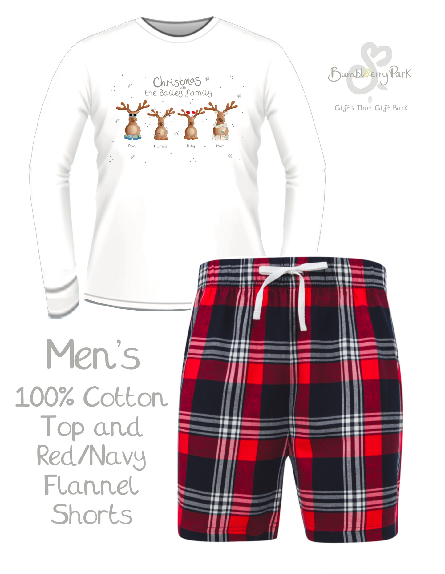 Men's Family Reindeer Pyjamas - Personalise me