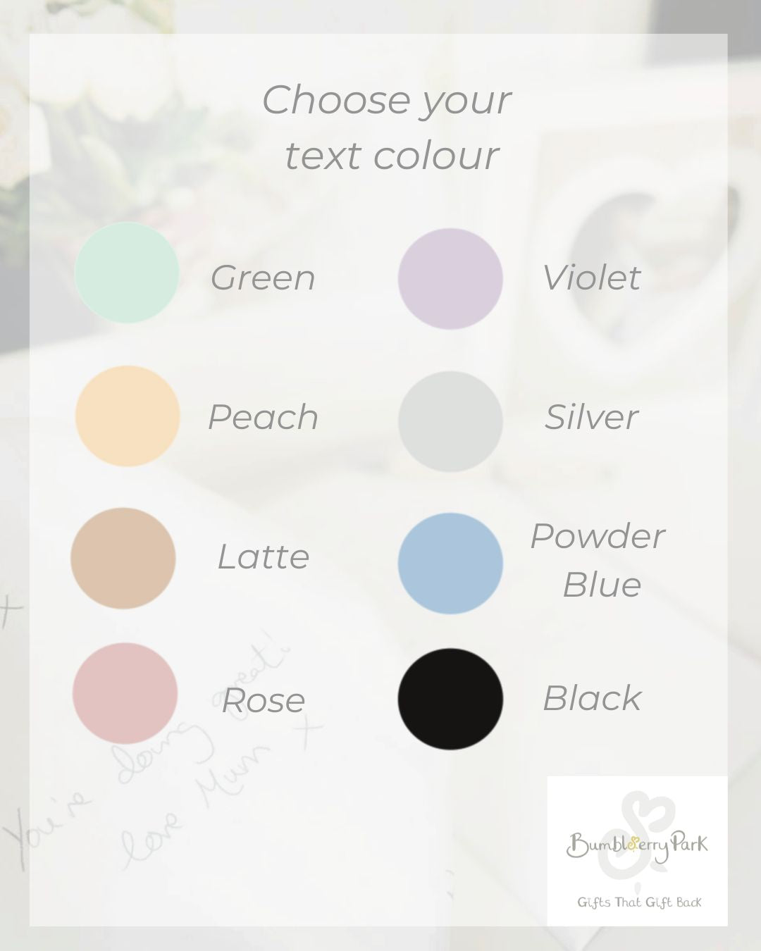 personalised handwriting gifts colour guide