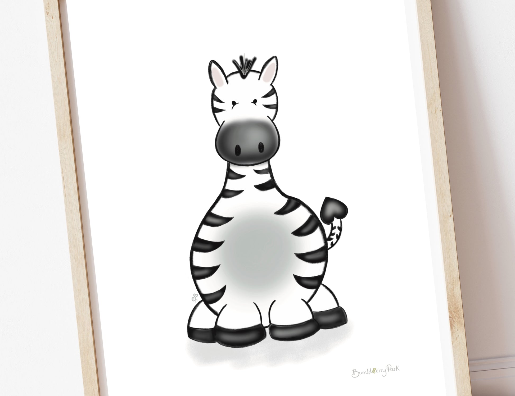 close up of baby zebra nursery wall print