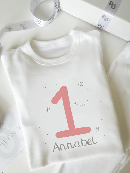 number 1 birthday  personalised pyjamas bumbleberry park