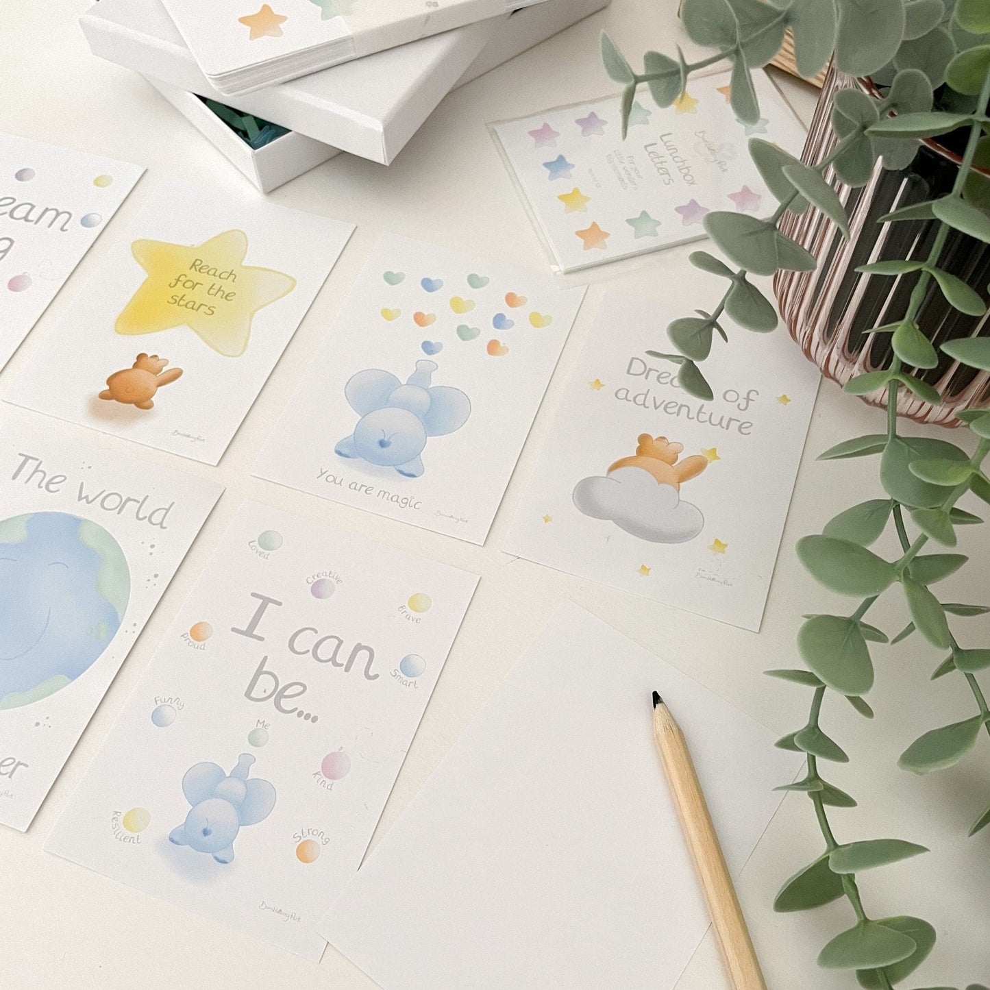 collection of 10 affirmation cards for children's with positive messages 